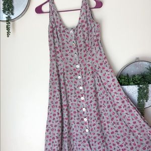 New York & Company Gingham/Floral Midi Dress